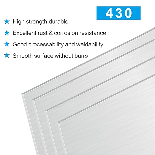 4PCS 8"x12"x1/32 Stainless Steel Sheets Metal Plates for Magnetic Mount Board Wall,Tickness 0.8mm 430 Stainless Steel Shim Stock Plates for Crafting, Kitchen, Office