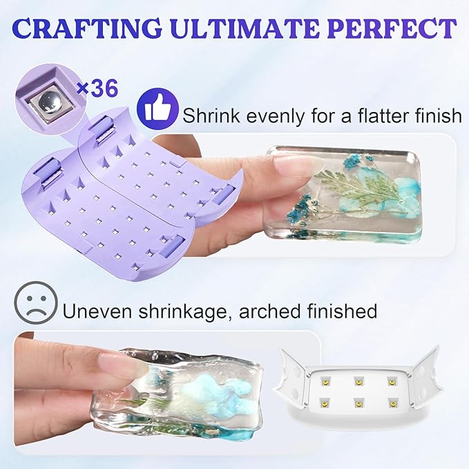 LET'S RESIN UV Light Advanced,Two-Sided Longer time Setting(2m,3m,5m) UV Lamp with Single Head Adapter, Large Size 36 Beads LED UV Light for Resin Curing,Resin Molds,DIY Craft Decor(Purple)