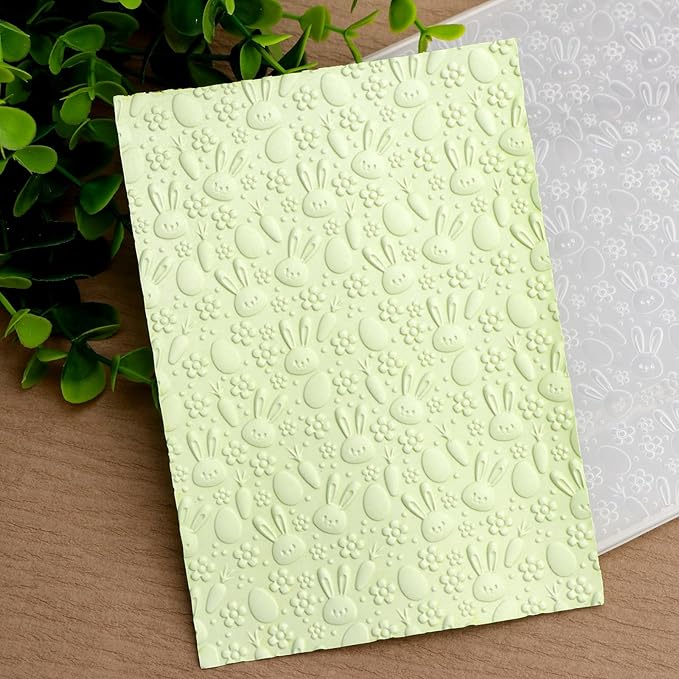 BAOFALI 3D Embossing Folder for Card Making,Easter Bunny Plastic Texture Fades Embossing Folder Template for Scrapbooking Cardstock Album DIY Decoration Paper Crafting 6.3x4.5inch