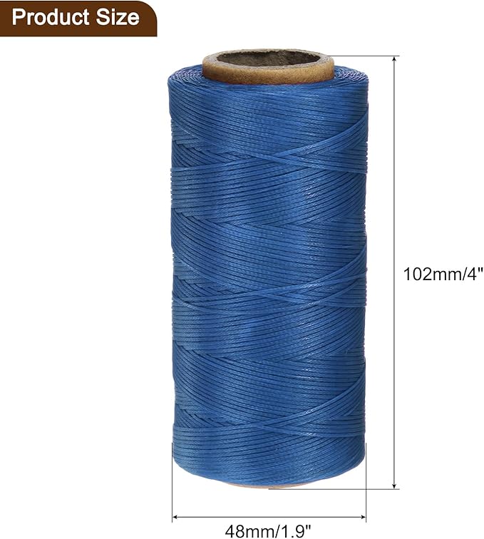 uxcell Leather Sewing Waxed Thread, 284 Yards / 260m 0.8mm 150D Flat Polyester All-Purpose Threads for Leather Crafts, Bookbinding, Sapphire Blue