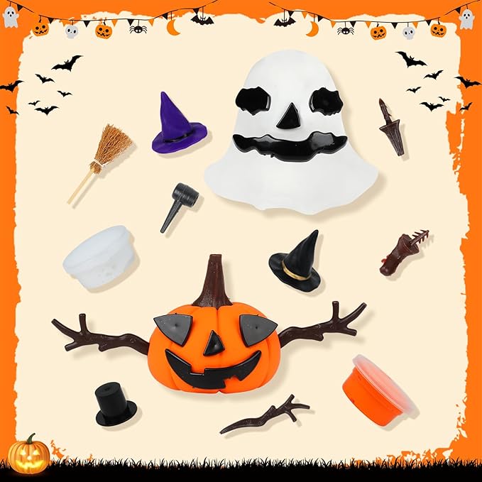 YOGFIT 36 Pack Halloween Pumpkin DIY Craft Clay Kit for Kids, Air Dry Moldable Clay DIY, Pumpkin Craft Kit for Halloween Decorations Indoor Outdoor Trick or Treat Party Favors