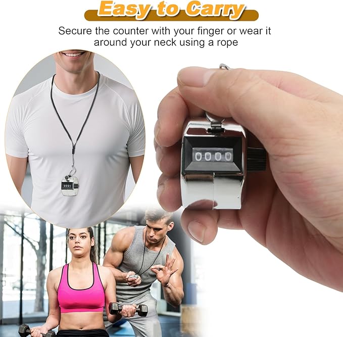 2 Pcs Clicker Counter, Hand Tally Counter with Large Display - Mechanical Pitch Counter Clicker for Baseball, Inventory, People Counting, Events, Gym Reps(Silver)