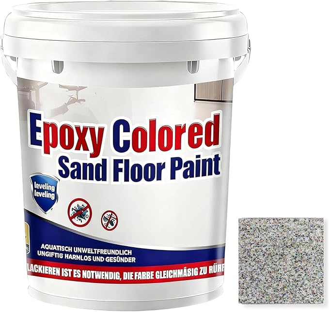 Epoxy Colored Sand Floor Paint, Epoxy Floor Paint for Concrete, High Gloss Marble Effect Coating, Waterproof Non-Slip Concrete Paints, Suitable for Indoor/Outdoor Use (Colorful,640 oz/20 kg)