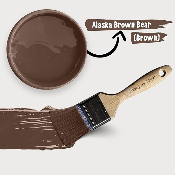 Chalky Chicks All-in-One Chalk Paint for Furniture or Cabinet - 8 Fl Oz - Matte Finish Alaskan Brown Bear for Metal, Wood Furniture Paint - No Sanding All-in-One for Home Decor & Crafts, USA Made