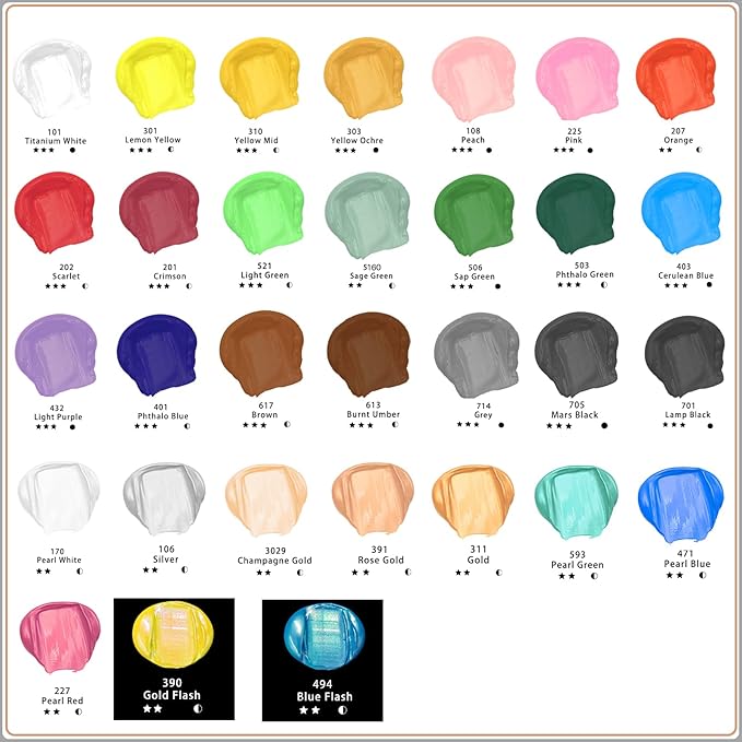 Artecho Pearl Red Acrylic Paint (120ml / 4.05oz) Tubes, Art Craft Paints for Canvas Painting, Rock, Stone, Wood, Fabric, Art Supplies