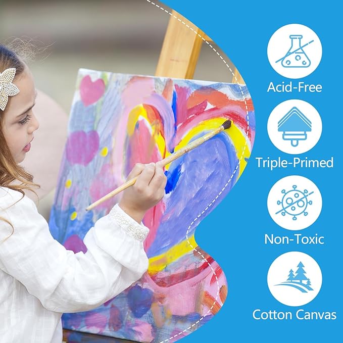 ESRICH Small Canvases for Painting, 6 Pack Canvas 5x7 Inch Stretched Canvas 2/5" Profile Primed Acid Free Painting Canvas for Kids for Oil Paint,Watercolor,Acrylic Paint,Gouache &Tempera.