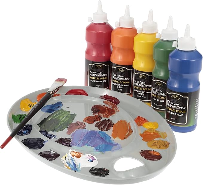 Creative Inspirations Acrylic Paint - Phthalo Blue - 500 mL Bottle - Smooth & Creamy Consistency, Vibrant Pigmentation, Great Coverage for Artists - Clean Up with Soap & Water