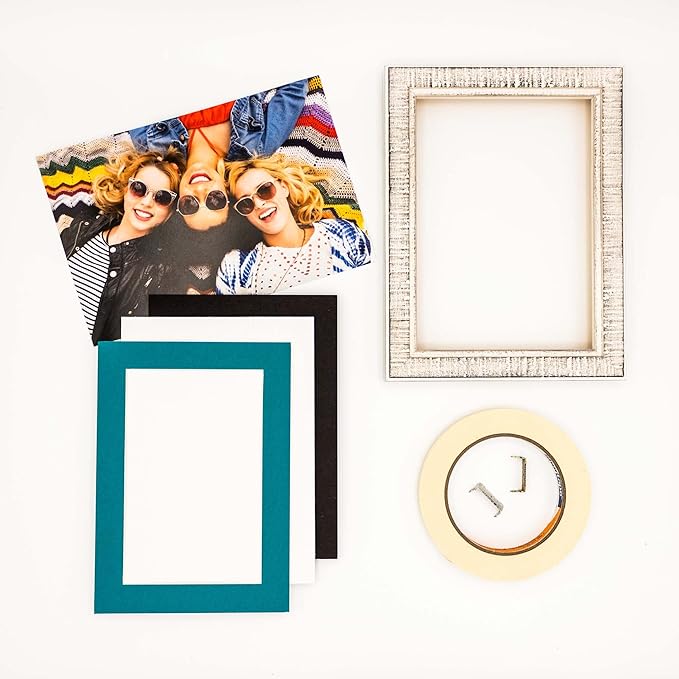 6x8 Mat for 8x10 Frame - Precut Mat Board Acid-Free Show Kit with Backing Board, and Clear Bags Teal Blue 6x8 Photo Matte Made to Fit a 8x10 Picture Frame Matboard for Framing, Pack of 25 Mats