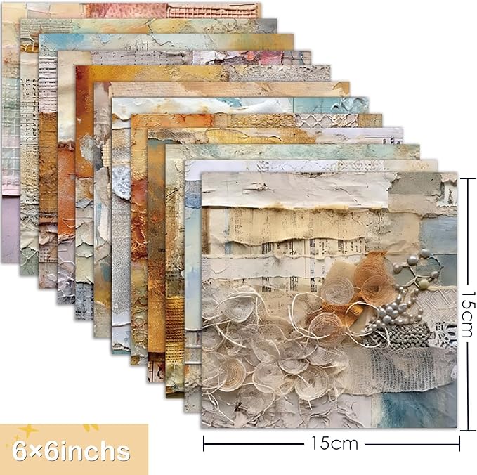 YASMEN 6"x6" Scrapbook Paper Pad - 24 Sheets of Patterned Cardstock for Card Making, Scrapbooking, Junk Journal, DIY Gift Cards - Single-Sided Decopodge Decorative Craft Paper