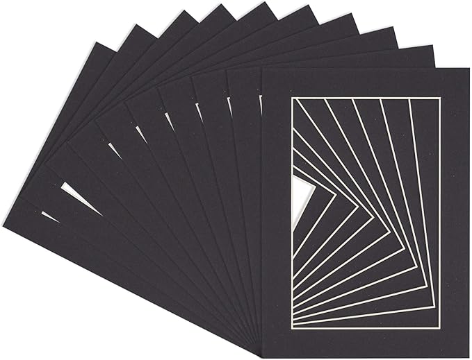 5.5x8.5 Mat for 8.5x11 Frame - Precut Mat Board Acid-Free Black 5.5x8.5 Photo Matte For a 8.5x11 Picture Frame, Premium Matboard for Family Photos, Show Kits, Art, Picture Framing, Pack of 25 Mats