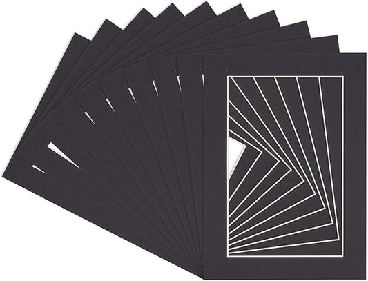 5x7 Mat for 8.5x11 Frame - Precut Mat Board Acid-Free Black 5x7 Photo Matte Made to Fit a 8.5x11 Picture Frame, Premium Matboard for Family Photos, Show Kits, Art, Picture Framing, Pack of 100 Mats