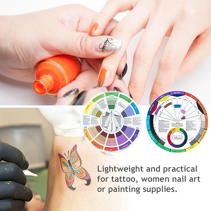 Mcbazel 3 Pieces Color Mixing Guides Wheel, Paint Mixing Learning Guide Art Class Teaching Tool for Makeup Blending Board Chart Mix Colours (3 Sizes)