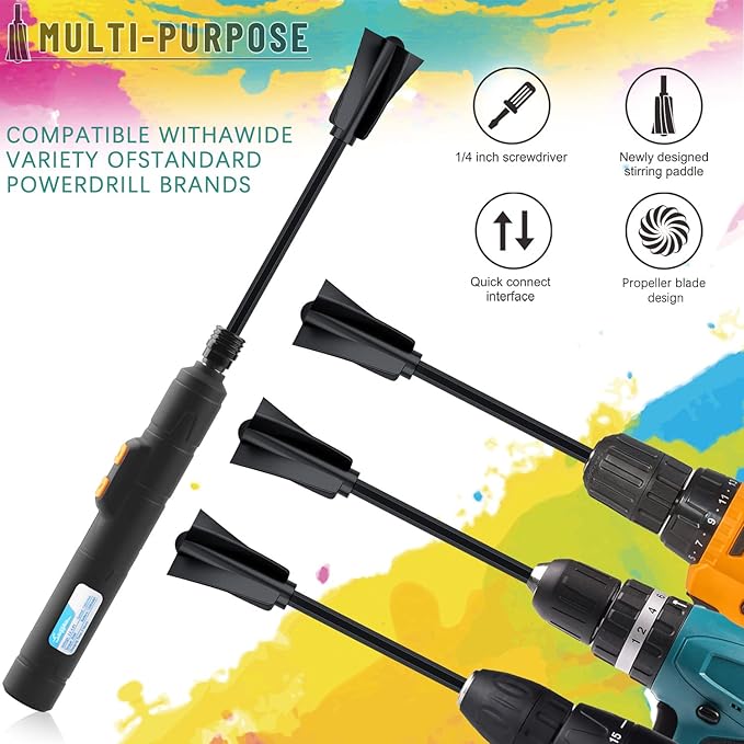 Suzzam Resin Mixer Paddles, 12 pcs Plastic Epoxy Mixer for Drill Paint Stirrer for Drill, Reusable Multipurpose for Resin Mixing, Paint Mixing