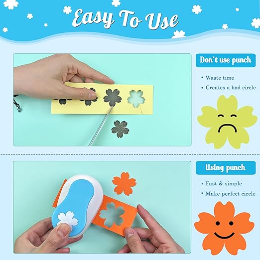 Flower Hole Punch for Paper Crafts, 1.5-Inch Across, Cherry Blossoms Punch Cutter, Lever Punch, Flower Shape for Card Making, Scrapbooking, DIY Arts