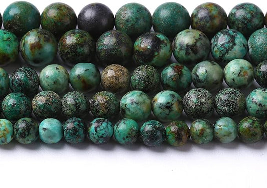 10mm 76pcs Natural African Turquoise Stone Beads for Jewelry Making Round Loose Gemstone Beads DIY Bracelet Necklace Earrings 32" 2 Strands
