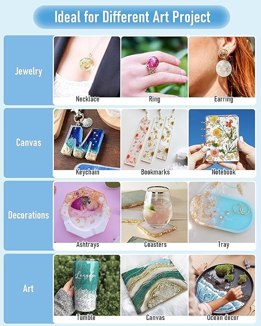 Nicpro UV Resin Kit 4000g, Large Crystal Clear UV Cure Epoxy Resin Supplies, Low Odor & Quick Curing Transparent Solar Activated Glue for Jewelry Making, Handmade DIY Craft, Coating and Casting