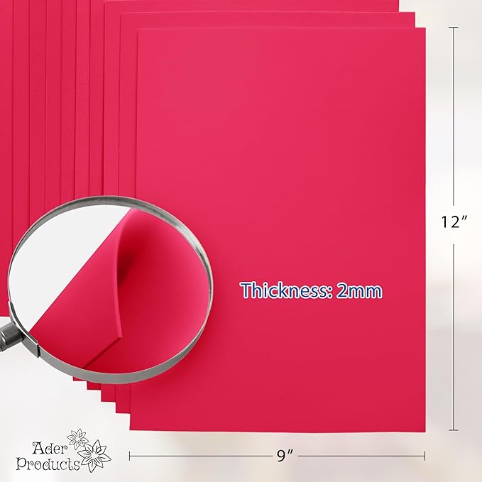 Hot Pink EVA Foam Sheets for Crafts, 9 x 12 Inch, 2mm Thickness, 15 Pack – Ideal for DIY Arts and Crafts, Foam Paper for Kids, Cosplay and Costumes