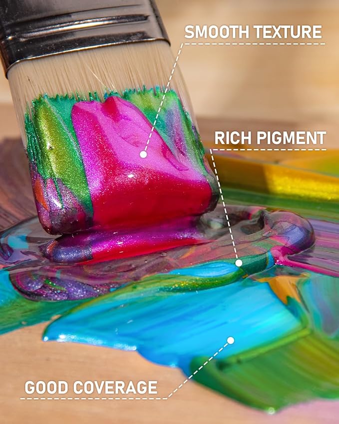 Nicpro Iridescent Green Acrylic Paint, 8.45oz / 250ml Large Bottle Green Metallic Acrylic Paint, Color Shifting & Non-Toxic Art Painting Supplies For Craft Canvas Fabric Rock Wood Ceramic Metal