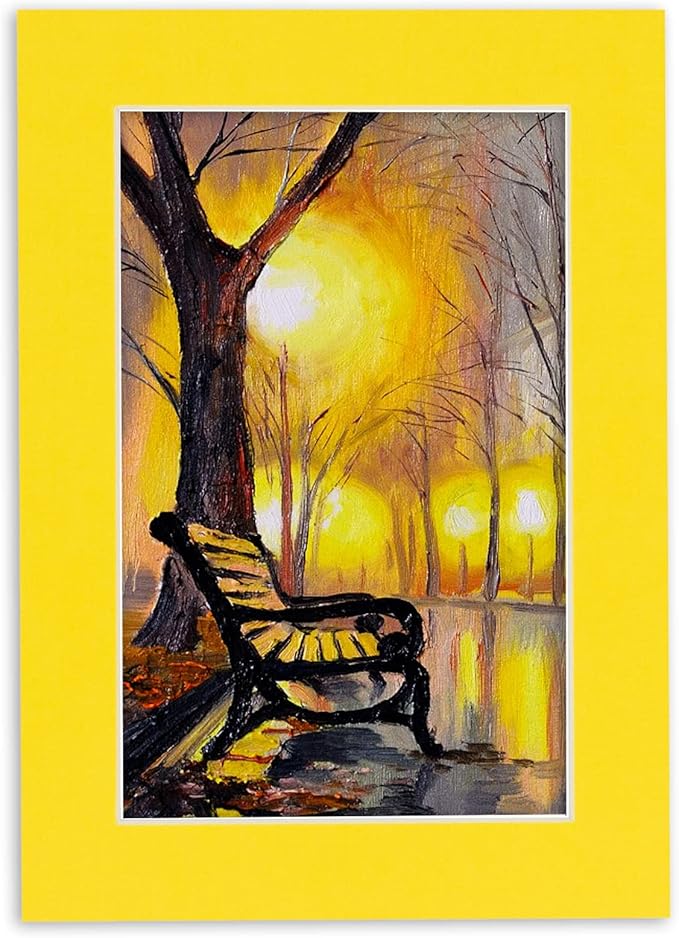 6x8 Mat for 8x10 Frame - Precut Mat Board Acid-Free Show Kit with Backing Board, and Clear Bags Yellow 6x8 Photo Matte Made to Fit a 8x10 Picture Frame Matboard for Framing, Pack of 25 Mats