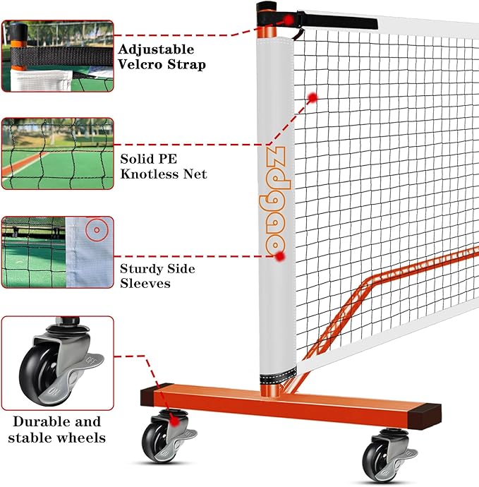 Zdgao Pickleball Set with Net for Driveway, 22 FT Regulation Size Pickle Ball Net Set with Pickleballs, Court Markers and Carry Bag, Steady Metal Frame for Outdoor, Indoor Court
