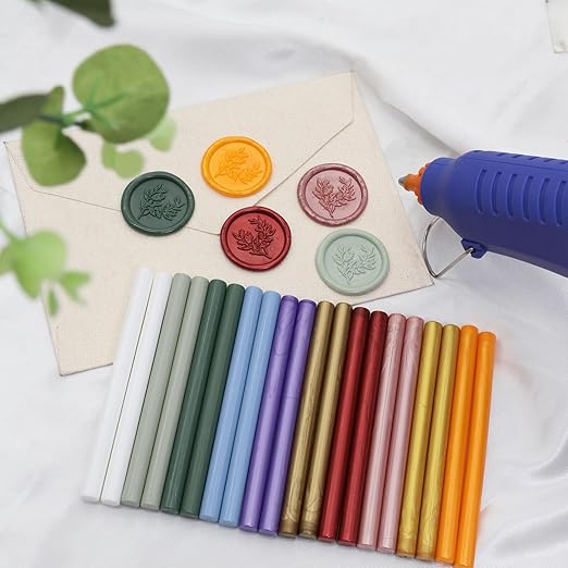 52pcs Dusty Blue Wax Sealing Sticks, Premium Glue Gun Wax Seal Sticks for Wedding Invitation Craft Adhesive, Great Gift Ideas (Mini Size)