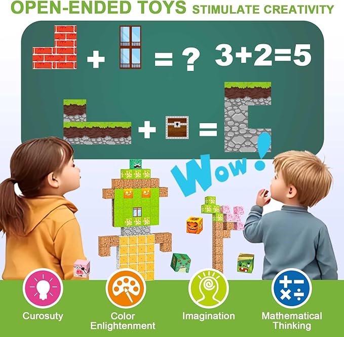 Magnetic Blocks 100 PCS Magnetic Building Blocks, 3+ STEM Montessori Sensory Toys, Magnetic Cube for for 3 4 5 6 7 8 9 10 11 12 8-12 Years Old Boys & Girls Birthday Gifts