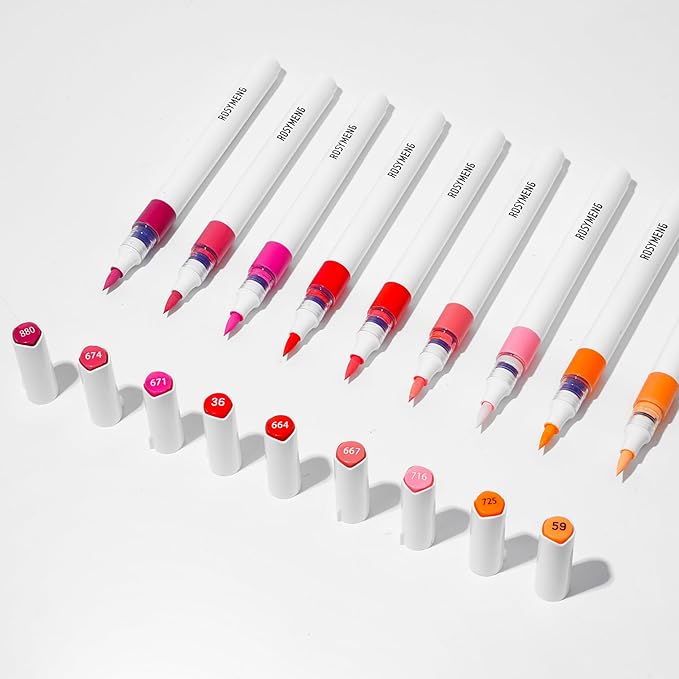 ROSYMENG 9 Color Acrylic Paint Pens,Quick-Drying Waterproof Acrylic Paint Markers, Soft Brush Tip Acrylic Markers for Canvas, Rock Painting, Wood, Stone, Glass, Ceramic, Fabric Painting, DIY Crafts