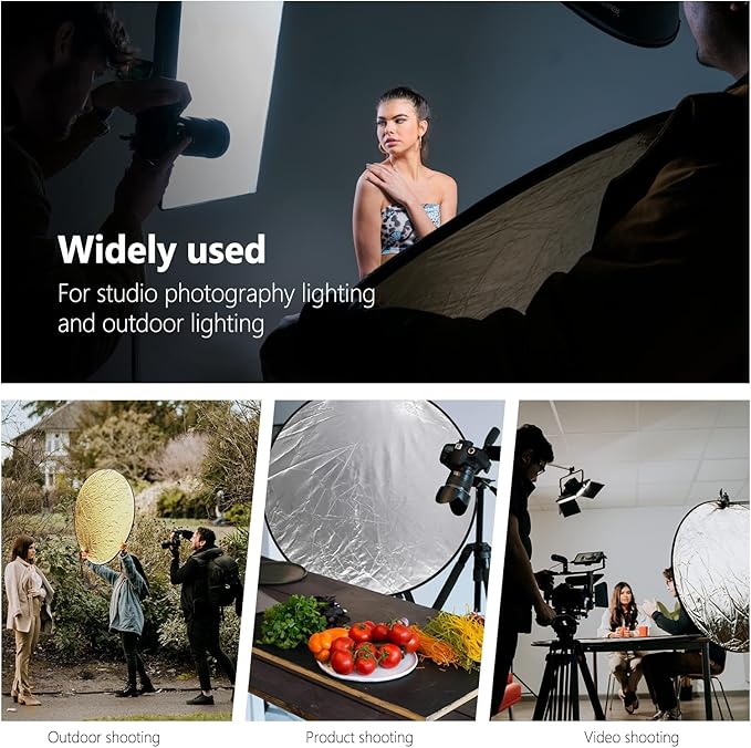 NEEWER 43 Inch/110 Centimeter Light Reflector Diffuser 5 in 1 Collapsible Multi Disc with Bag - Translucent, Silver, Gold, White, and Black for Studio Photography Lighting Outdoor
