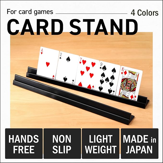 Lightweight Non-Slip Card Holder Stand – Set of 4, 13.4 Inches – Made in Japan for Card Games and TCG, Anti-Skid Base (2 Pack-Blue)