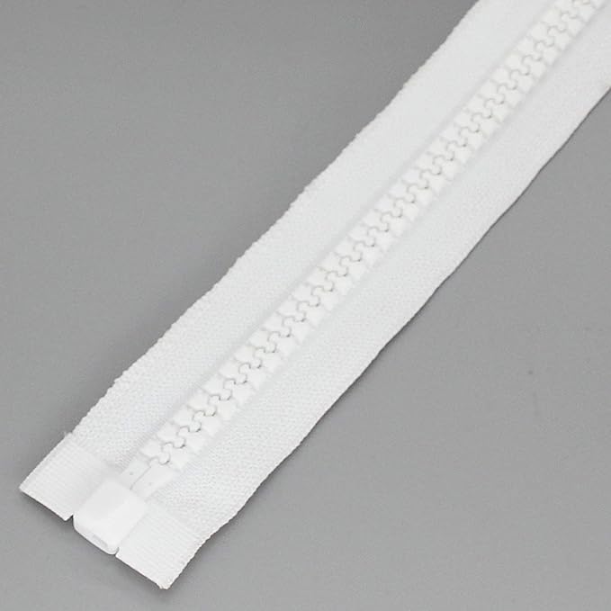 Leekayer 2PCS #10 60 Inch Heavy Duty Zippers for Sewing Separating Large Plastic Zippers White Tape with Double Pull Tab Slider, Sleeping Bag, Boat, Canvas, Cover, Trampoline, Dog Bed,Tent (60" 2pcs)
