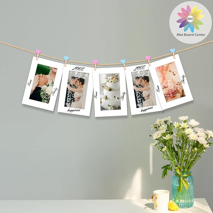 MBC MAT BOARD CENTER, 5 Pack 4x6 for 3x5 White Picture Mats Frame Mattes, Bevel Cut, Acid Free, 4-ply Thickness