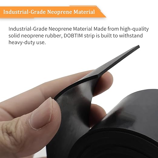 DOBTIM Neoprene Rubber Strips Rolls 1/8 (.125)" Thick X 4" Wide X 10' Long, Solid Rubber Strips Use for Gaskets DIY Material, Supports, Leveling, Sealing, Protection, Abrasion, Flooring, Black