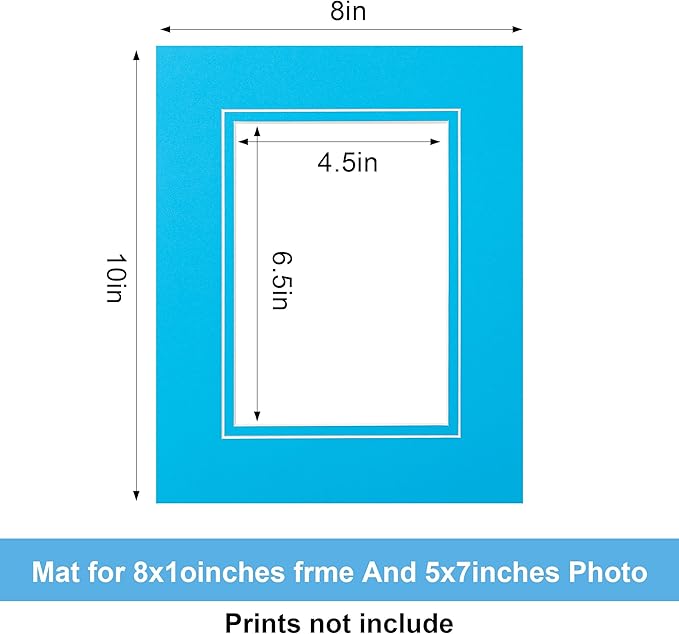 HOTUO 10 Pack Acid Free Colorful Picture Frame Mats, Pre-Cut 8x10 Picture Mats with Ivory Core Bevel Cut for 5x7 Photo, Signature Friendly 4 Ply Thickness Photo Mat for Frames (Colorful with V-Groove)
