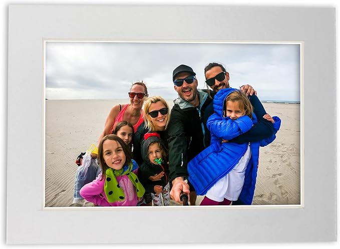 5x7 Mat for 8.5x11 Frame - Precut Mat Board Acid-Free Show Kit with Backing Board, and Clear Bags Metallic Silver 5x7 Photo Matte Made to Fit a 8.5x11 Picture Frame Matboard for Framing, Pack of 1 Mat