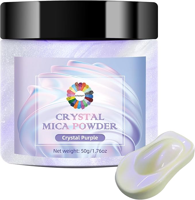 Crystal Purple Mica Powder for Epoxy Resin，Natural Shimmer Mica Powder Used for Coloring Resin Artwork, car Spray Paint, Candles, soap, Lip Gloss, Nail Polish(50g/1.7oz)