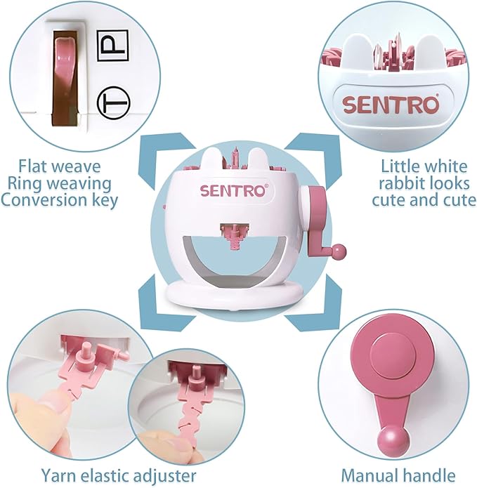 SENTRO 22 Needle Knitting Machine, Knitting Loom Set, Round Weaving Loom for Adults and Beginners, Bunny Shaped Smart Weaver, Hat Sock Scarf Loom,Arts and Crafts Knitting Kit