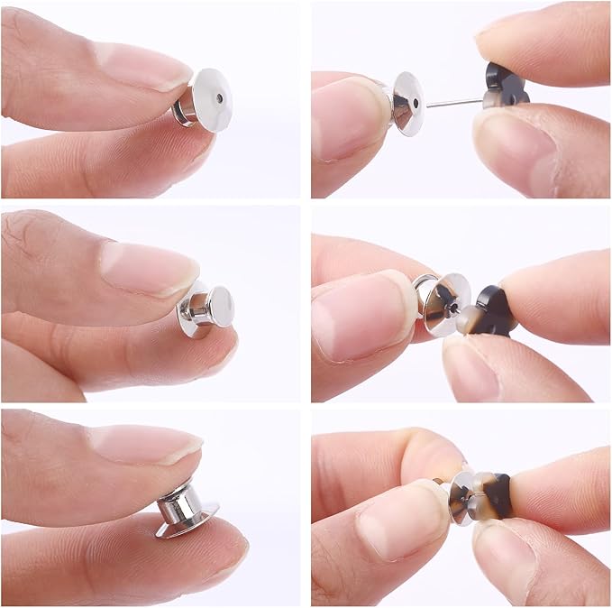 DECYOOL 100PCS Metal Locking Pin Backs, Pin Keepers Clasp Pin Backs Locking Buckles for Brooch DIY Crafts Badges Enamel Lapel Needles Pin Lock
