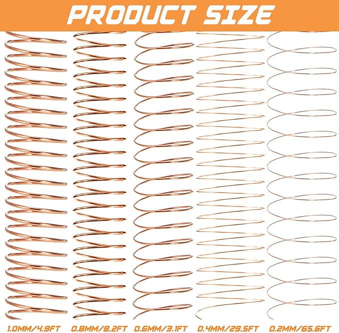 Mixweer 15 Pcs 5 Size Copper Wire 18 20 22 26 32 Gauge Tarnish Resistant Jewelry Wire for Jewelry Making 121 Yard Metal Beading Crafting, Rose Gold, Silver and Gold