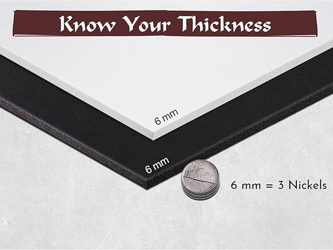 Shape Retention EVA Cosplay Foam 6mm (1mm-10mm) 14x39 inch White or Black High Density EVA Foam Sheets. Premium 85 kg/m3 Heat Shape Material for DIY Convention or Halloween Costumes by The Foamory