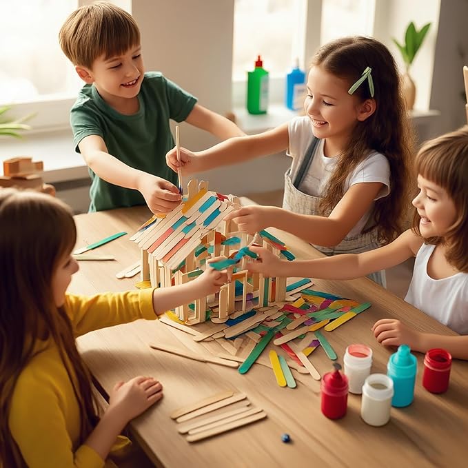 Wooden Craft Sticks & Popsicle Sticks for Crafts, 600-Pack 4.5 Inch Natural Birch Wood Sticks, Food Safe Splinter-Free for Waxing, Painting, DIY Arts & Crafts, Classrooms, Bulk Value Pack