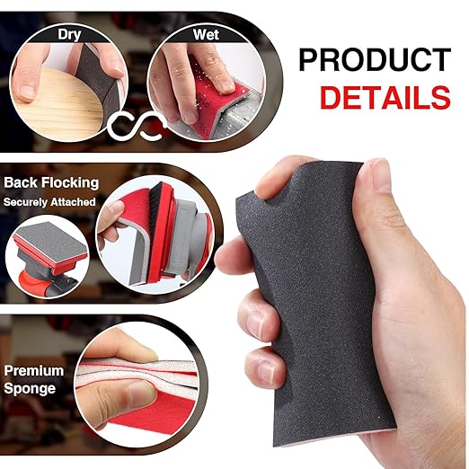 30-Pcs 3x4 Inch 600 Grit Sanding Sponge Set, Soft Foam Hand Sanding Blocks, Ultra-Fine Wet/Dry Sandpaper for Wood, Metal, Drywall, Furniture Polishing (600Grit)