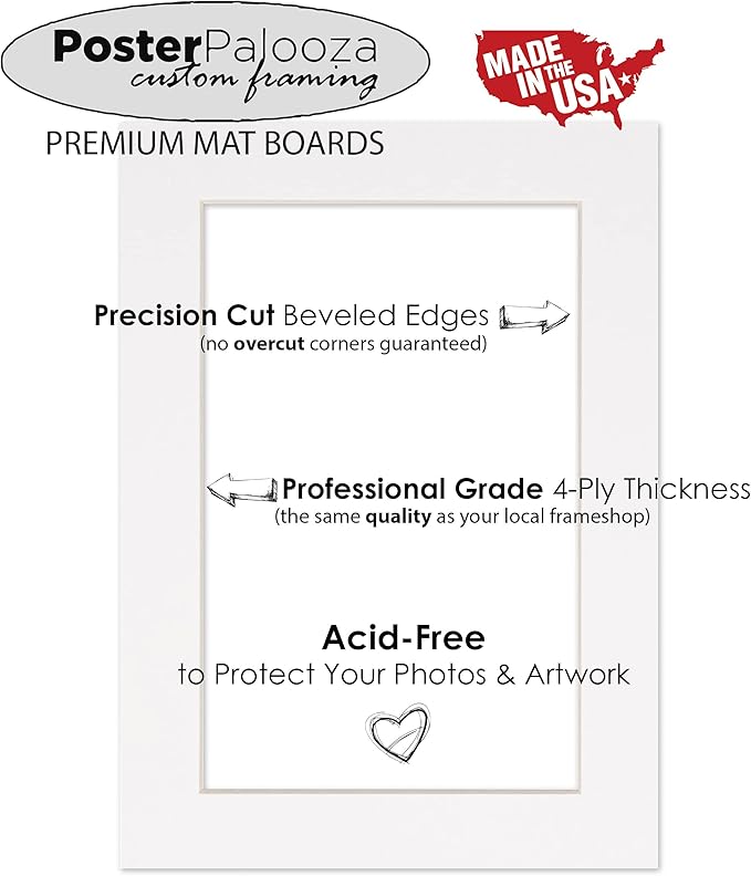Pack of Ten 8.5x11 Mats Bevel Cut for 7x9 Photos - Acid Free Aquamarine Blue Precut Matboards for Pictures, Photos, Framing - 4-ply Thickness