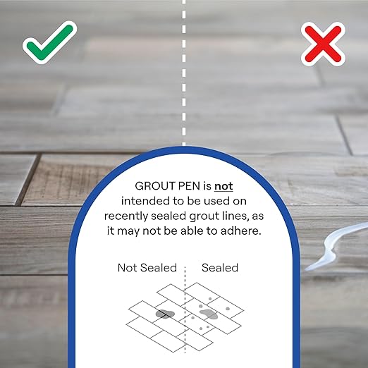 Grout Pen Brown Tile Paint Marker: Waterproof Grout Paint, Tile Grout Colorant and Sealer Pen - Narrow 5mm, 2 Pack with Extra Tips (7mL) - Brown