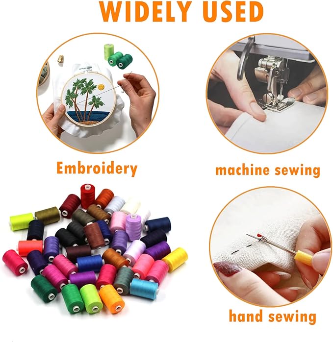 Simthread All Purpose Sewing Thread, 10 Spool Assorted Rainbow Series 1000 Yards Each Bobbin Polyester Thread for Sewing, Handy Polyester Sewing Threads for Sewing Machine - (Rainbow Color Series)
