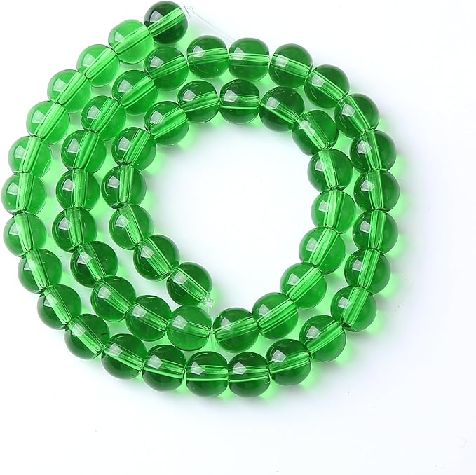 90pcs 4mm Smooth Green Crystal Glass Quartz Beads Round Loose Beads for Jewelry Making DIY Bracelet Necklace 15" Energy Healing Power Stone Beads(4mm, Green Crystal Glass)