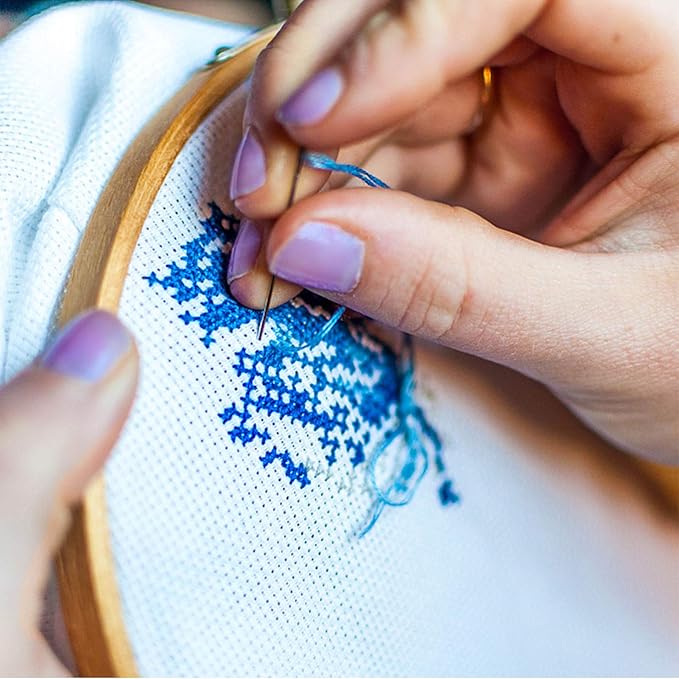 Similane Embroidery Kit 215 Pcs,100 Colors Threads,5 Pcs Embroidery Hoops,3 Pcs Aida Cloth,40 Sewing Pins,Cross Stitch Tools and Embroidery Starter Kit for Adults and Kids Beginners