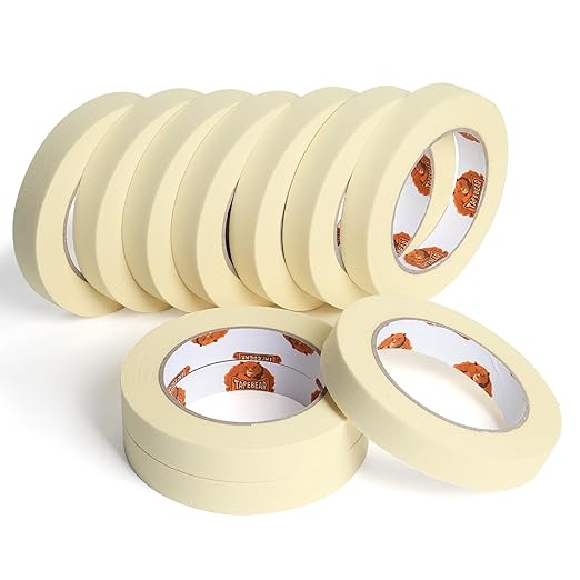 TAPEBEAR General Purpose Masking Tape 0.7 Inches x 60 Yards, Beige White Painters Tape for Painting, Labeling, DIY Arts Crafts, Home Office School Projects, 10 Rolls