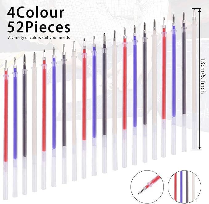 JANYUN 4 Pieces Heat Erasable Pens for Fabric with 28 Refills Fabric Marking Pens Fabric Markers for Quilting Sewing DIY Dressmaking Fabrics Tailors Chalk(32)