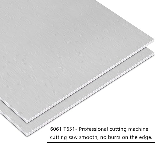 2Pack 6061 T651 Aluminum Sheet Metal 6 x 12 x 5/64(0.08”) Inch Flat Plain Aluminum Plate Covered with Protective Film, Heat Treatable Rectangle 2mm Aluminum Metal Plate for Industrial, Crafting