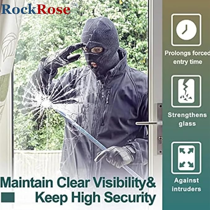 UV 99% Security and Safety 4 Mil Clear Window Film Shatterproof Anti Shatter Tempered Glass Film for Home and Office Windows (Clear, 24 in x 50 FT)